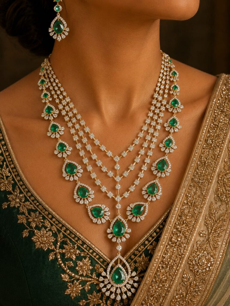 layer diamond necklace bridal