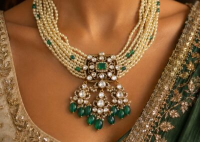 white and green diamond necklace